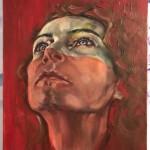 “Autoritratto in rosso” olio su tela 30x40 anno 2020