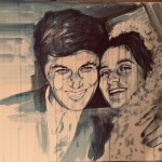 “Sposi” acquarello e biro su cartone 50x70 anno 2020