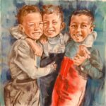 “Gli inseparabili” acquarello e pastello su tela 50x50 - 2022